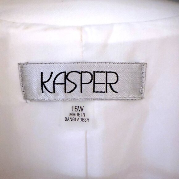 Size 16W - Kasper Pure White Suit Jacket Blazer - Picture 5 of 5